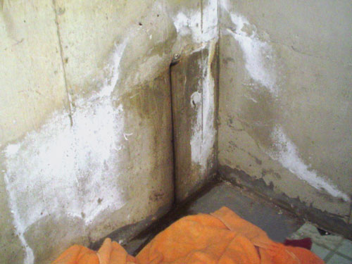 efflorescence on concrete wall