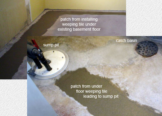 under floor weeping tile installation